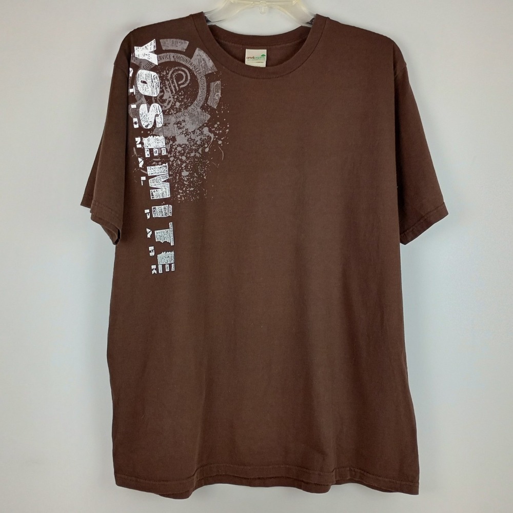 Anvil Mens XL Brown Yosemite National Park Graphic Cotton Crew Neck T-Shirt